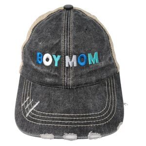 Boy Mom Strapback Trucker Hat Multicolor OS Adjustable Mesh Back Distressed